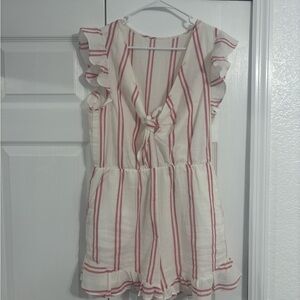 Striped Ruffle Sleeve Romper